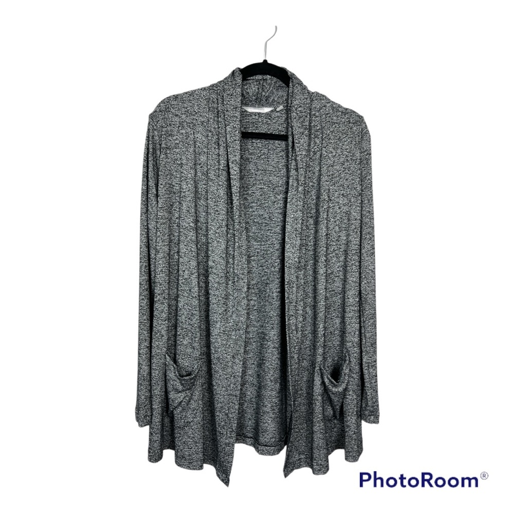Athleta Pose Wrap Black Marled Open Front Cardigan w/ Pockets Sz S
